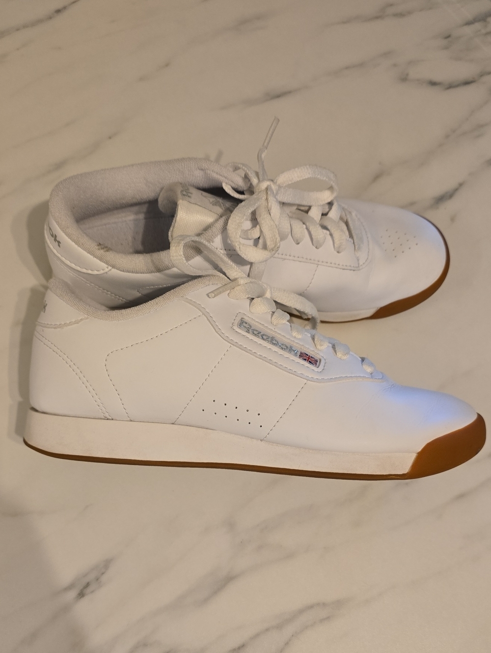 Reebok Princess Shoe White Leather Sneakers with Gum Outsole